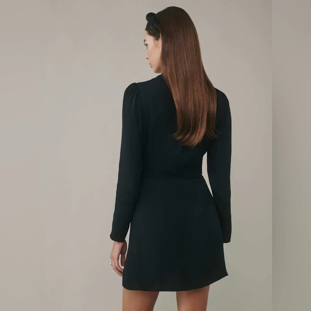 reformation hugh button up long sleeve mini shirt dress - Picture 2 of 8